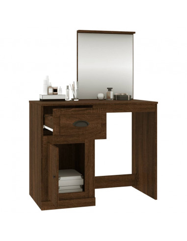 Toeletta Specchio Rovere Marrone 90x50x132,5 Legno Multistrato