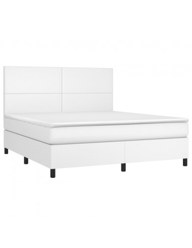 Giroletto Molle con Materasso e LED Bianco 160x200cm Similpelle