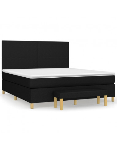 Giroletto a Molle con Materasso Nero 160x200 cm in Tessuto