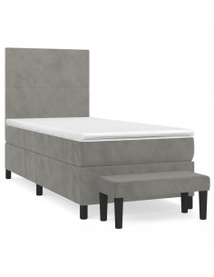 Giroletto a Molle con Materasso Grigio Chiaro 80x200 cm Velluto 2