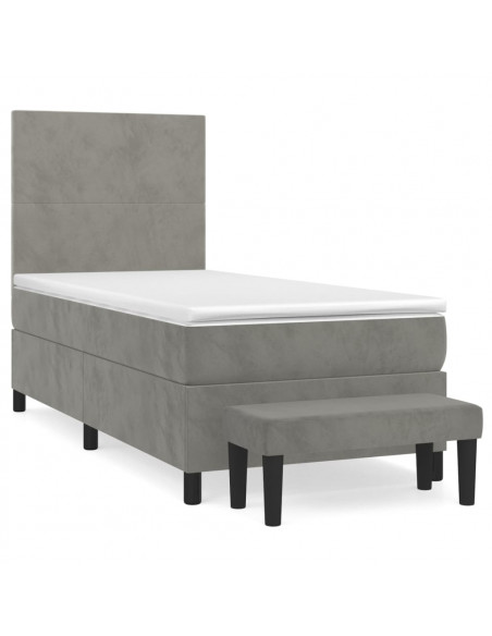 Giroletto a Molle con Materasso Grigio Chiaro 80x200 cm Velluto