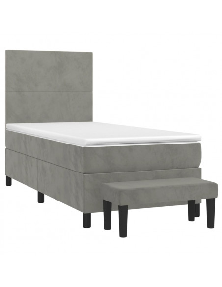 Giroletto a Molle con Materasso Grigio Chiaro 90x190 cm Velluto