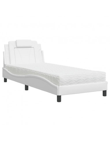 Letto con Materasso Bianco 90x190 cm in Similpelle
