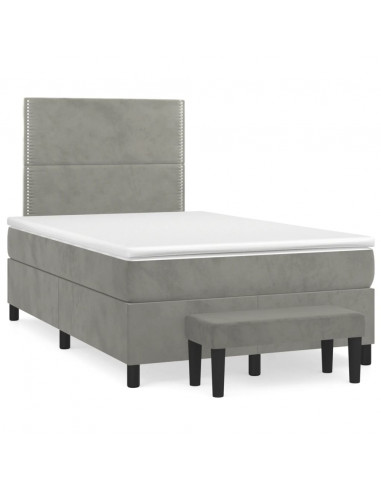 Giroletto a Molle con Materasso Grigio Chiaro 120x200cm Velluto