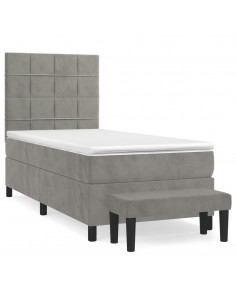 Giroletto a Molle con Materasso Grigio Chiaro 100x200cm Velluto 2