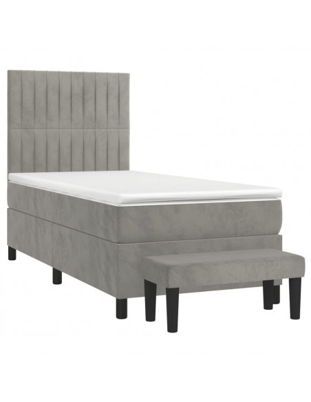 Giroletto a Molle con Materasso Grigio Chiaro 80x200 cm Velluto