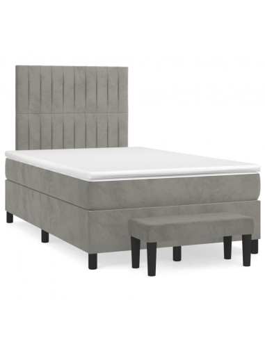 Giroletto a Molle con Materasso Grigio Chiaro 120x200cm Velluto