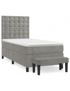 Giroletto a Molle con Materasso Grigio Chiaro 80x200 cm Velluto 2