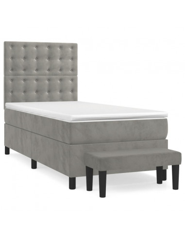 Giroletto a Molle con Materasso Grigio Chiaro 80x200 cm Velluto