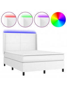 Giroletto Molle con Materasso e LED Bianco 140x200cm Similpelle 2