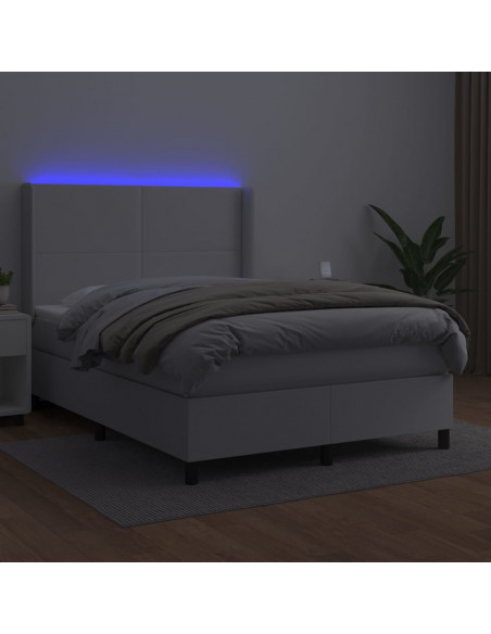 Giroletto Molle con Materasso e LED Bianco 140x200cm Similpelle