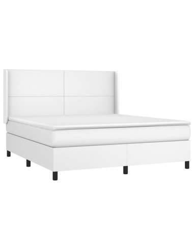 Giroletto Molle con Materasso e LED Bianco 160x200cm Similpelle