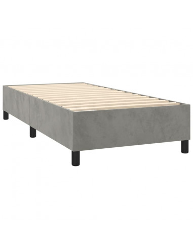Letto a Molle Materasso e LED Grigio Chiaro 80x200 cm Velluto