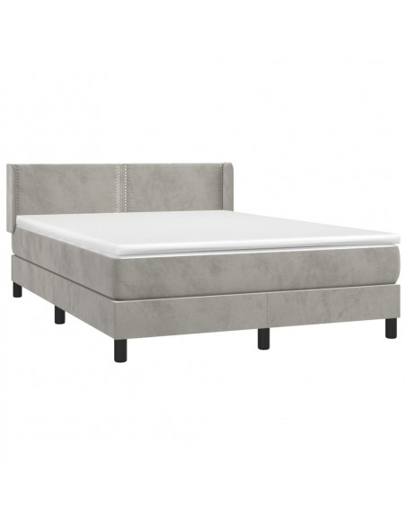 Giroletto a Molle con Materasso Grigio Chiaro 140x190cm Velluto