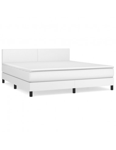 Giroletto a Molle con Materasso Bianco 160x200 cm in Similpelle