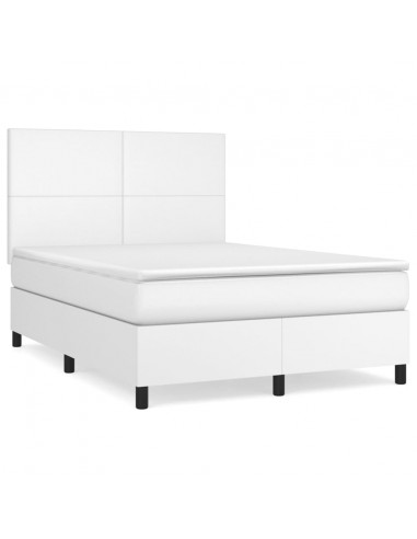 Giroletto a Molle con Materasso Bianco 140x190 cm in Similpelle