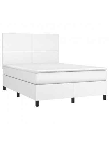 Giroletto a Molle con Materasso Bianco 140x190 cm in Similpelle