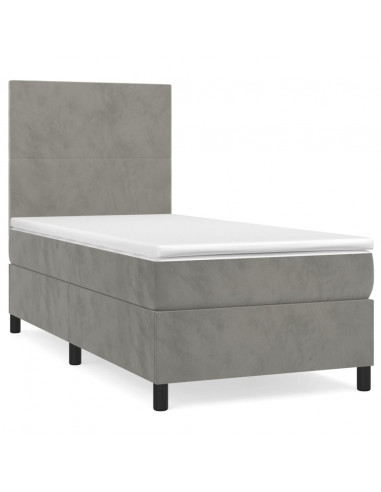 Giroletto a Molle con Materasso Grigio Chiaro 80x200 cm Velluto