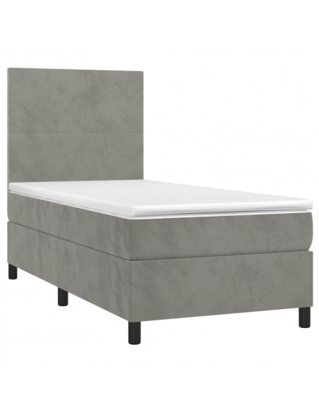 Giroletto a Molle con Materasso Grigio Chiaro 80x200 cm Velluto