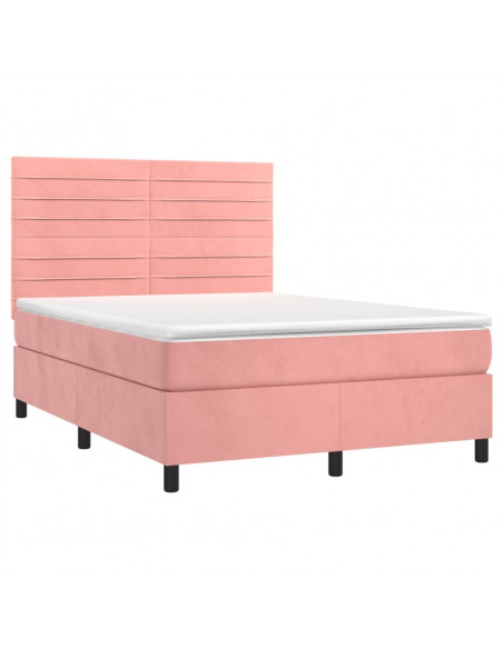 Giroletto a Molle con Materasso Rosa 140x200 cm in Velluto