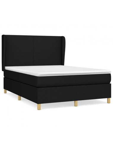 Giroletto a Molle con Materasso Nero 140x190 cm in Tessuto