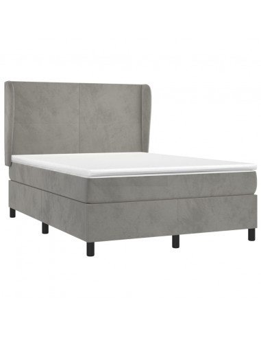 Giroletto a Molle con Materasso Grigio Chiaro 140x200cm Velluto