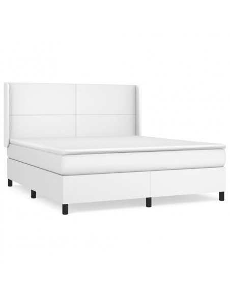 Giroletto a Molle con Materasso Bianco 160x200 cm in Similpelle