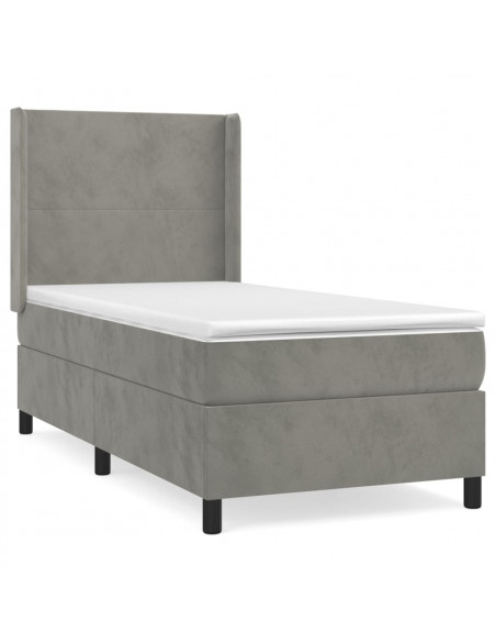 Giroletto a Molle con Materasso Grigio Chiaro 80x200 cm Velluto
