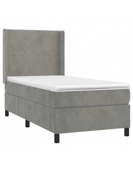 Giroletto a Molle con Materasso Grigio Chiaro 80x200 cm Velluto
