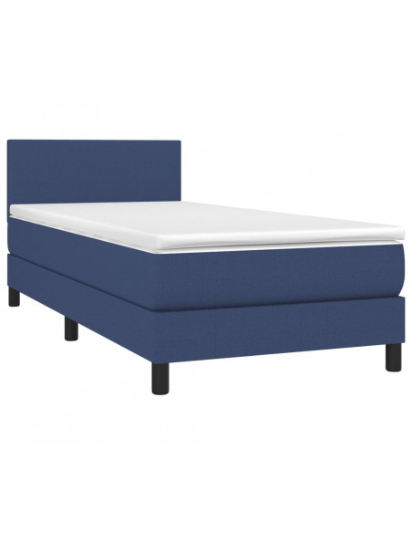 Letto a Molle con Materasso e LED Blu 90x190 cm in Tessuto