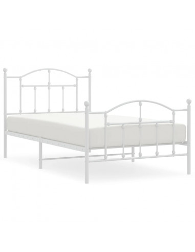 Giroletto con Testiera e Pediera Metallo Bianco 100x190 cm