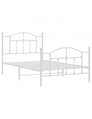 Giroletto con Testiera e Pediera Metallo Bianco 100x190 cm