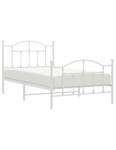 Giroletto con Testiera e Pediera Metallo Bianco 100x190 cm