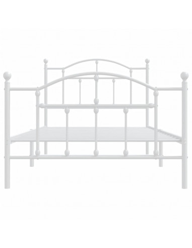 Giroletto con Testiera e Pediera Metallo Bianco 100x190 cm