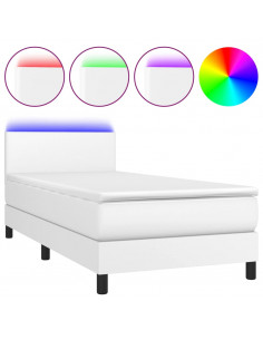 Giroletto Molle con Materasso e LED Bianco 80x200 cm Similpelle 2