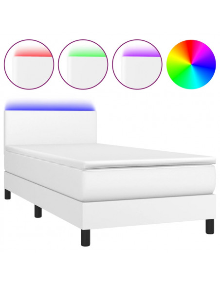 Giroletto Molle con Materasso e LED Bianco 80x200 cm Similpelle