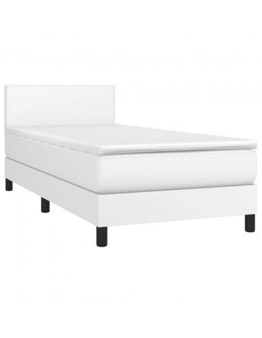 Giroletto Molle con Materasso e LED Bianco 80x200 cm Similpelle