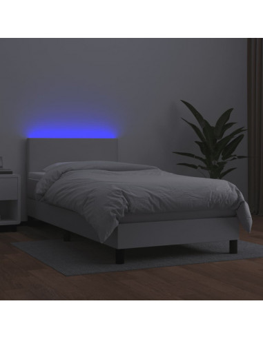 Giroletto Molle con Materasso e LED Bianco 80x200 cm Similpelle