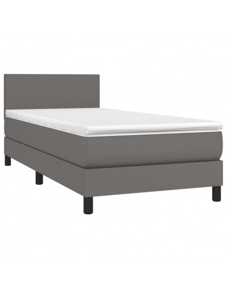 Giroletto Molle con Materasso e LED Grigio 90x190cm Similpelle