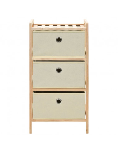 Scaffali con 3 Cesti in Tessuto 2 pz in Legno di Cedro Beige