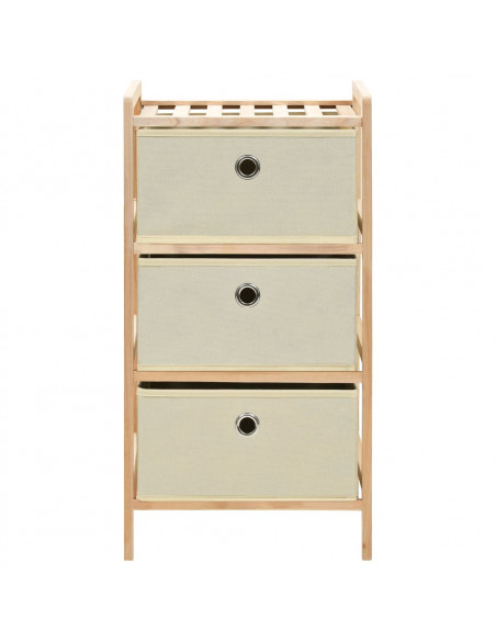 Scaffali con 3 Cesti in Tessuto 2 pz in Legno di Cedro Beige