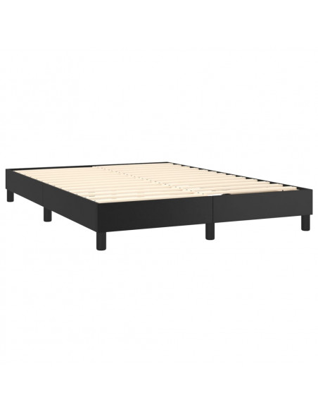 Giroletto a Molle con Materasso e LED Nero 140x200cm Similpelle