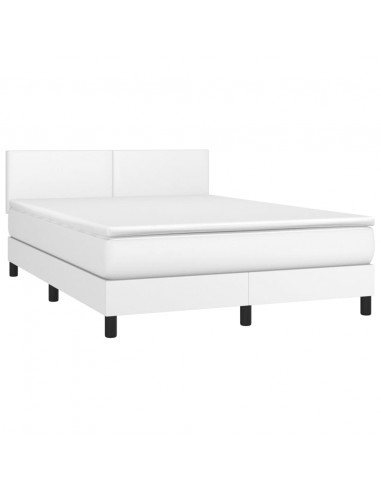 Giroletto Molle con Materasso e LED Bianco 140x200cm Similpelle