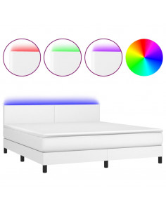 Giroletto Molle con Materasso e LED Bianco 160x200cm Similpelle 2