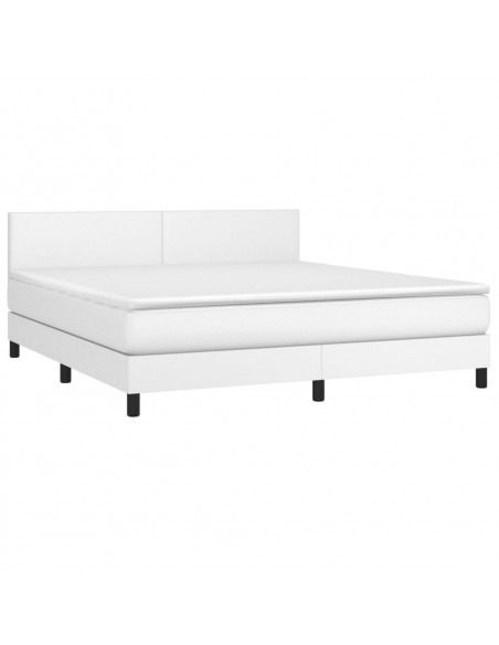 Giroletto Molle con Materasso e LED Bianco 160x200cm Similpelle