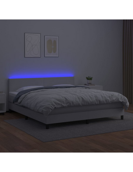 Giroletto Molle con Materasso e LED Bianco 160x200cm Similpelle
