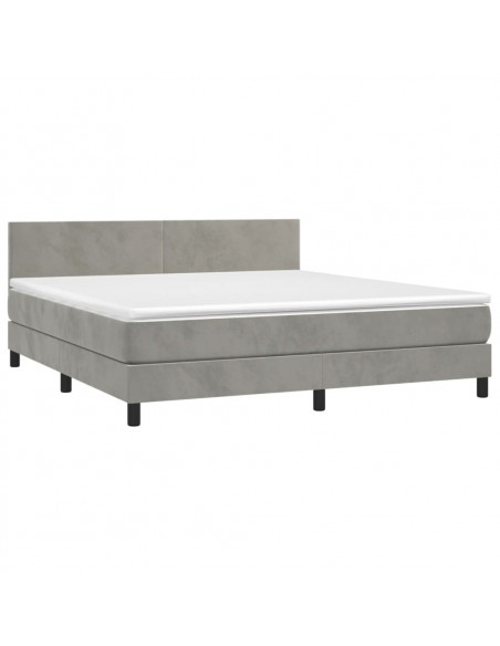 Letto a Molle Materasso e LED Grigio Chiaro 160x200 cm Velluto