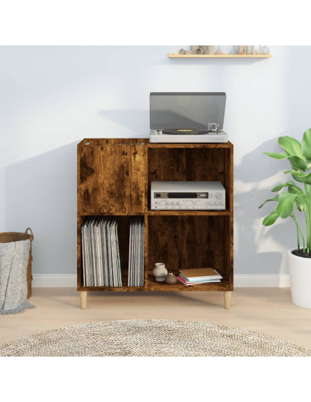 Mobile Porta Dischi Rovere Fumo 84,5x38x89 cm Legno Multistrato