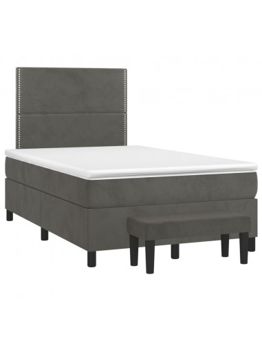 Giroletto a Molle con Materasso Grigio Scuro 120x200 cm Velluto