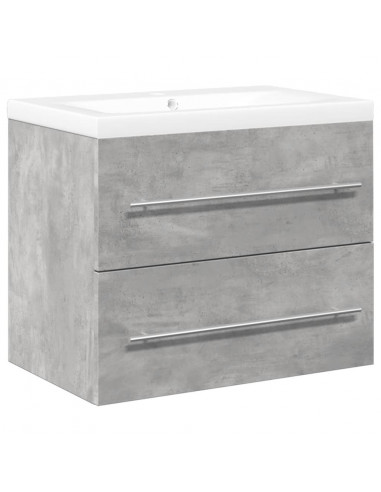 Set Mobili da Bagno 2 pz Grigio Cemento in Legno Multistrato